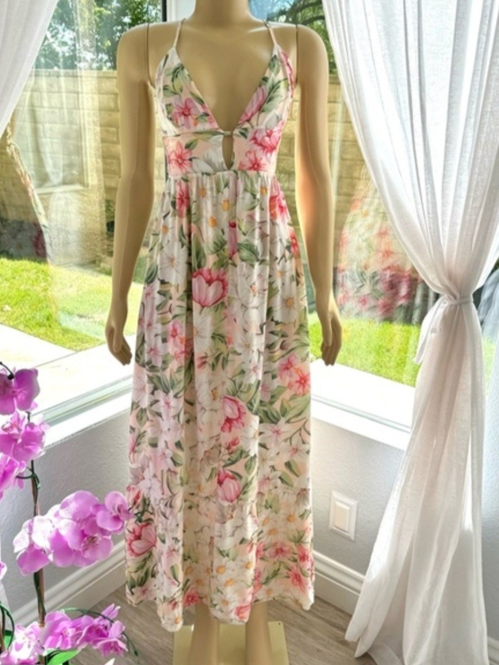 Maaji NWT Floral Maxi Dress with Cutout Front